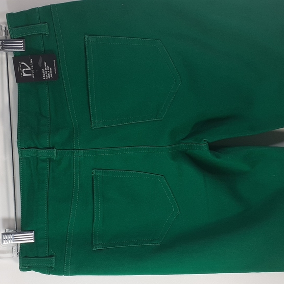 Reve Jeans LSC101 Kelly Green Skinny Ankle Cut Low Rise Size 9 Capris Rolled Hem - Picture 4 of 16